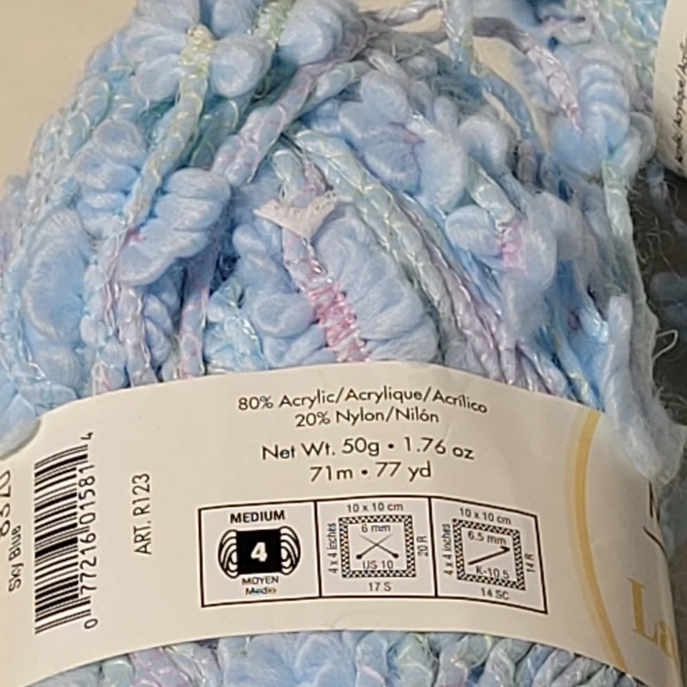 MODA-DEA Lazy Daisy Yarn #3812 Sky Blue 4 Skeins Made in Italy